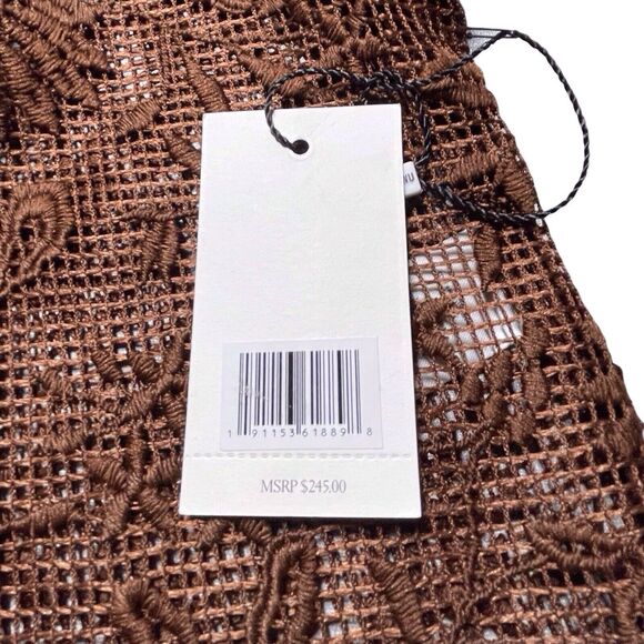 JASON WU Lace Sheer Floral Button Down Top NWT Size Large Brown - Picture 11 of 15